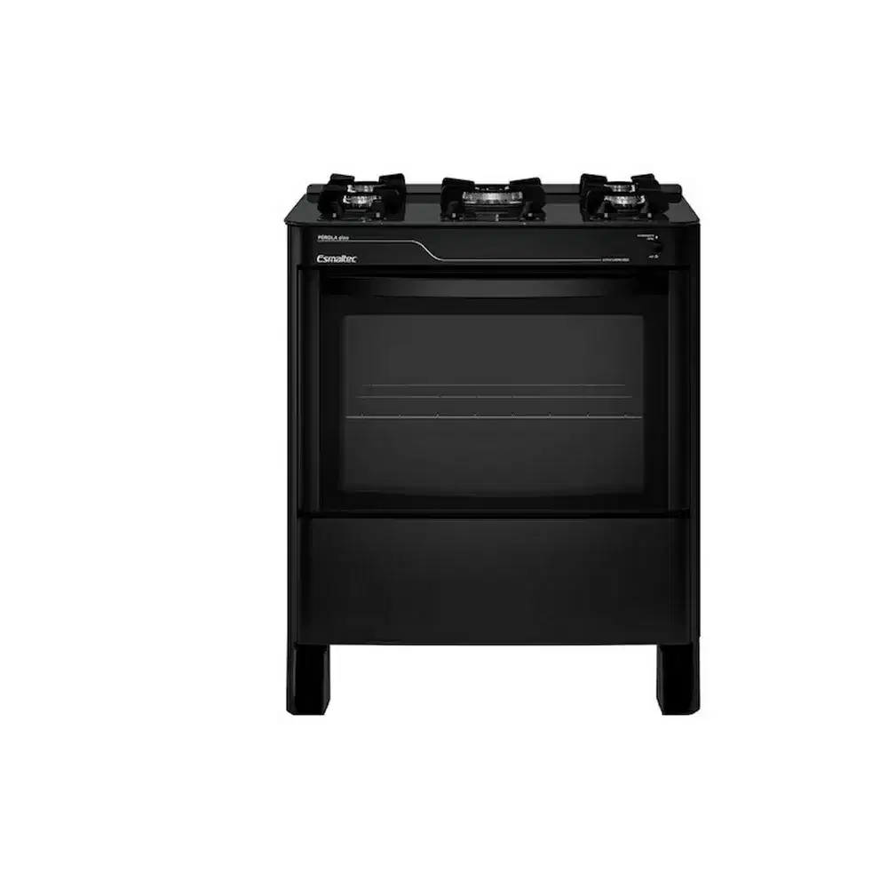 FOGAO 5 BOCAS ESMALTEC PEROLA GLASS 5115 PRETO BIVOLT