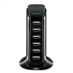 HUB Carregador 6 portas USB MOVITEC Preto HB-01 BIVOLT