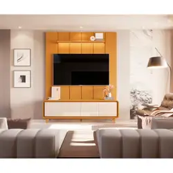 RACK + PAINEL COMBO 1.80M LIV/LUMI PARA TV ATE 75 CEDRO/OFF 795447 A240XL180XP49 EDN