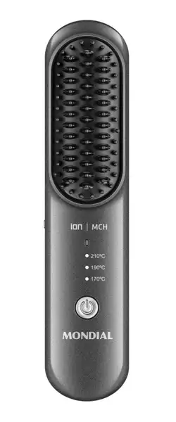Escova Alisadora Portátil Space Shine Go Mondial Cinza Bivolt - EA-08 ESCOVA ALISADORA EA-08 BIVOLT