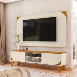 RACK + PAINEL COMBO 1.82M DUNA PARA TV ATE 65 CINAMOMO/OFF WHITE 771139 A150XL182XP34 MADETEC