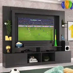 Rack Estante com Painel TV 65 e 2 portas Catar Multimóveis BR3395 Preto