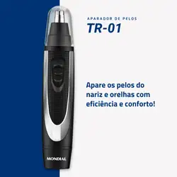 Aparador de Pelos Classic Mondial Preto e Prata 08W Bateria TR-01 BIVOLT