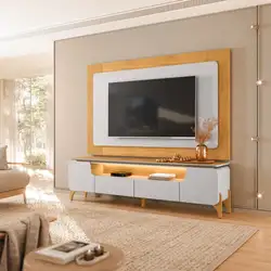 RACK + PAINEL COMBO 2.24M ALICIA PARA TV ATE 75 BALI/CEDRO 38080.255 MDF A197XL224XP45 DJ
