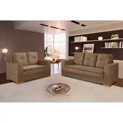 CONJUNTO SOFA 2/3LUGARES VALENCIA TEC LINHO L13 MARROM JW